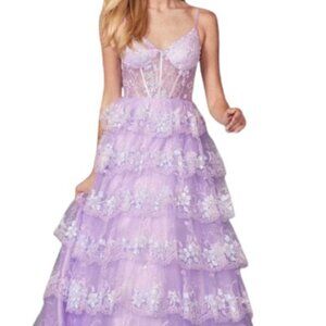 NWT Juliet Dresses JT2454K Prom Dress Lilac Size M